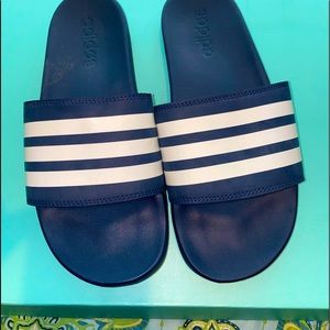 Blue Adidas Soft Slides